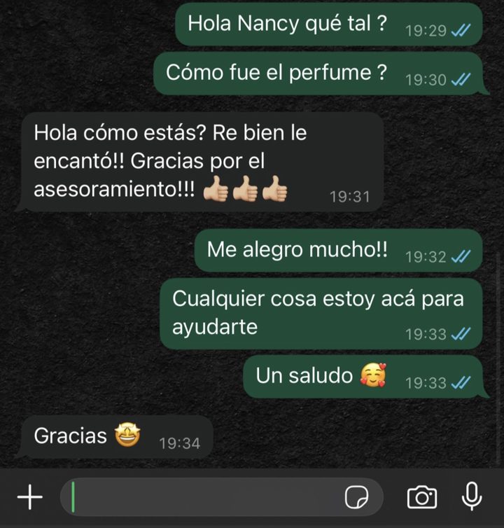 Mensaje de un cliente por WhatsApp